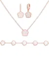 Jankuo Women's Flower 3-piece 14k Rose Goldplated, Cubic Zirconia & Mother-of-pearl Set In Rose