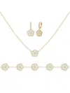 Jankuo Women's Flower 3-piece 14k Yellow Goldplated, Cubic Zirconia Pave, Drop Earrings, Bracelet & In Yellow
