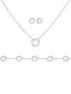 Jankuo Women's Flower 3-piece Rhodium Plated & Cubic Zirconia Bracelet, Earrings, & Necklace Set In Brass