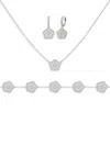 Jankuo Women's Flower 3-piece Rhodium-plated, Cubic Zirconia Pave, Drop Earrings, Bracelet & Pendant In Silver