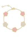 Jankuo Women's Flower 14k Goldplated & Cubic Zirconia Double-sided Flower Bracelet In Pink