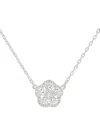 JANKUO WOMEN'S FLOWER RHODIUM PLATED & CUBIC ZIRCONIA PENDANT NECKLACE