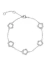 Jankuo Women's Flower Rhodium Plated & Cubic Zirconia Station Bracelet In Brass