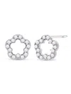 Jankuo Women's Flower Rhodium Plated & Cubic Zirconia Stud Earrings In Brass