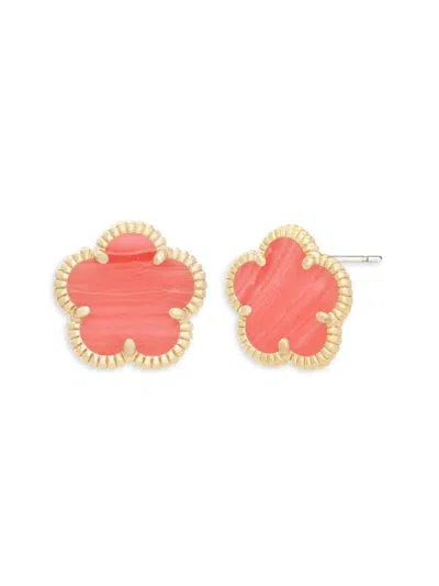 Jankuo Women's Flower Synthetic Stone Stud Earrings In Brass