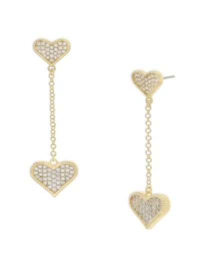 Jankuo Women's Heart 14k Goldplated & Cubic Zirconia Drop Earrings In Brass