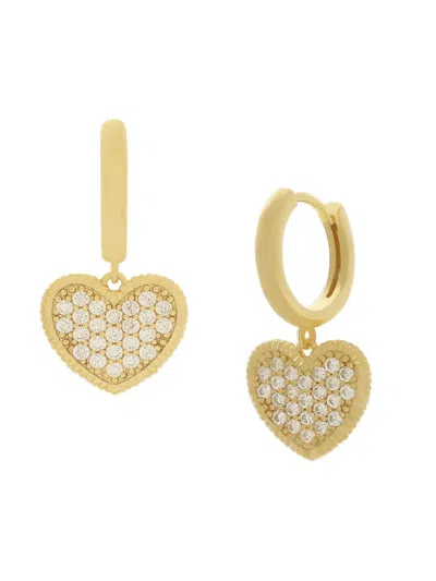 Jankuo Women's Heart 14k Goldplated & Cubic Zirconia Huggie Hoop Earrings In Brass