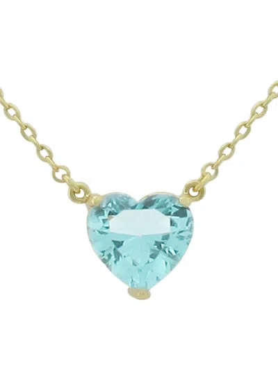 Jankuo Women's Heart 14k Goldplated & Cubic Zirconia Pendant Necklace In Aquamarine