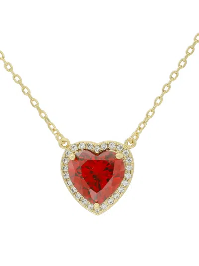 Jankuo Women's Heart 14k Goldplated & Cubic Zirconia Pendant Necklace In Brass
