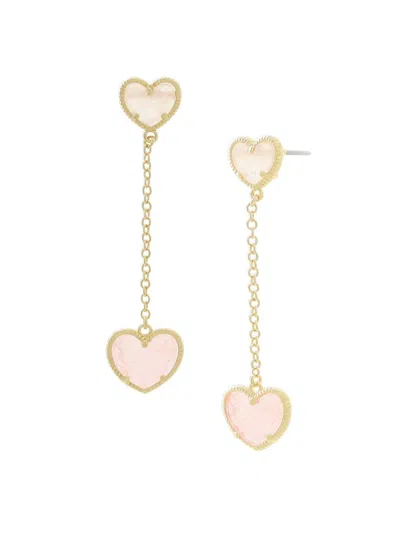 Jankuo Women's Heart 14k Goldplated & Pink Crystal Drop Earrings