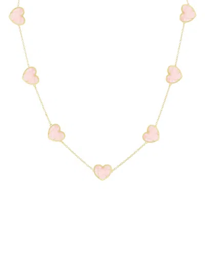 Jankuo Women's Heart 14k Goldplated & Pink Crystal Necklace