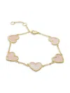Jankuo Women's Heart 14k Goldplated & Pink Crystal Station Bracelet In Pink