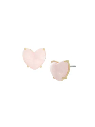 Jankuo Women's Heart 14k Goldplated & Pink Crystal Stud Earrings