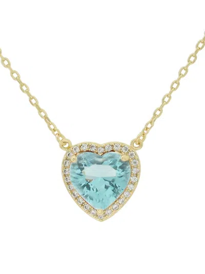 Jankuo Women's Heart 14k Goldplated Cubic Zirconia Pendant Necklace In Aquamarine