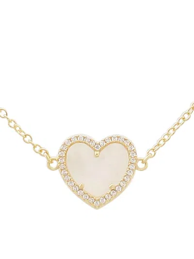 Jankuo Women's Heart 14k Goldplated, Mother Of Pearl & Cubic Zirconia Pendant Necklace/16" In Brass