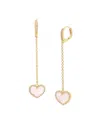 JANKUO WOMEN'S HEART 14K GOLDPLATED, PINK CRYSTAL & CUBIC ZIRCONIA DROP EARRINGS