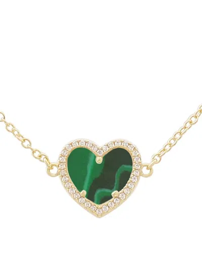 Jankuo Women's Heart 14k Goldplated, Synthetic Emerald & Cubic Zirconia Pendant Necklace/16"