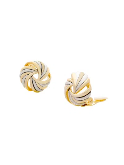 Jankuo Women's Two Tone Love Knot French Clip Earrings In Neutral