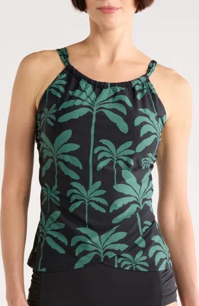 Jantzen Audrey Drape Tankini Top In Metallic