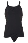 Jantzen Audry Tankini Bikini Top & Comfort Core Bikini Bottoms In Black