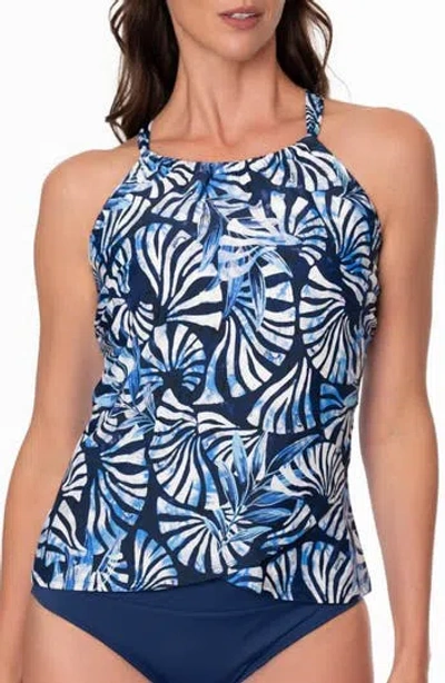 Jantzen Biana Drape Tankini Bikini Top In Blue