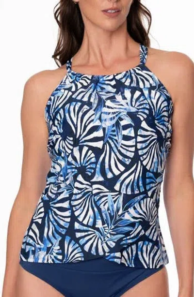 Jantzen Biana Drape Tankini Bikini Top In Pantheon Blue