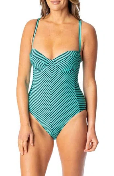 Jantzen Carolyne Underwire One-piece Swimsuit In Black/ Teal