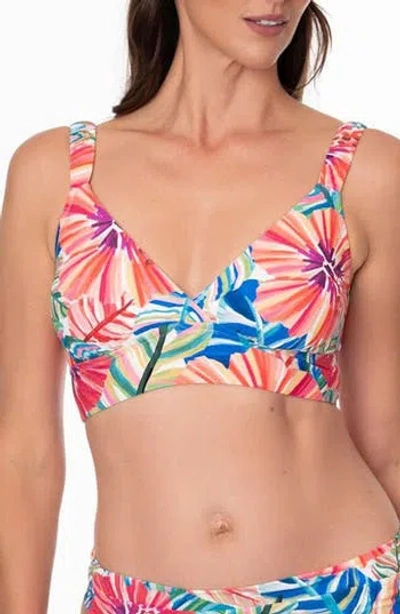 Jantzen Cecile Mid Tank Bikini Top In Blue Multi