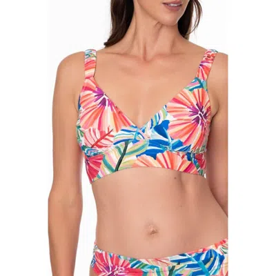 Jantzen Cecile Mid Tank Bikini Top In White Multi