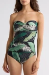 Jantzen Flora Bandeau One Piece Swimsuit In Black