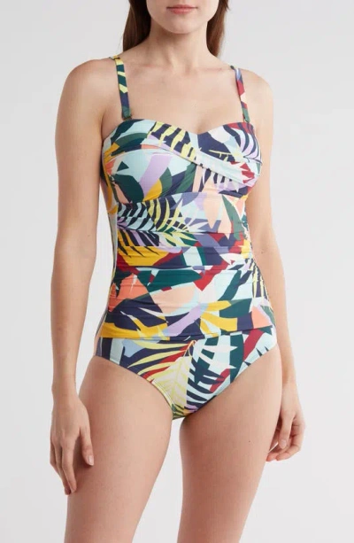 Jantzen Flora Bandeau One Piece Swimsuit In Multi