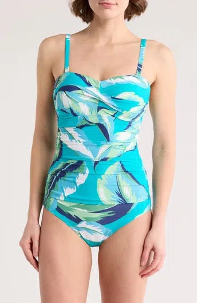 Jantzen Flora Bandeau One Piece Swimsuit In Boho Palms