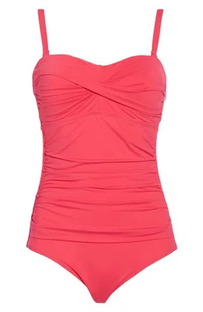Jantzen Flora Bandeau One Piece Swimsuit In Pink