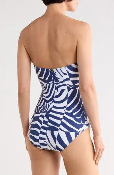 Jantzen Flora Bandeau One-piece Swimsuit In Blue