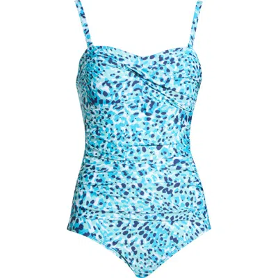 Jantzen Flora Bandeau One-piece Swimsuit In Blue