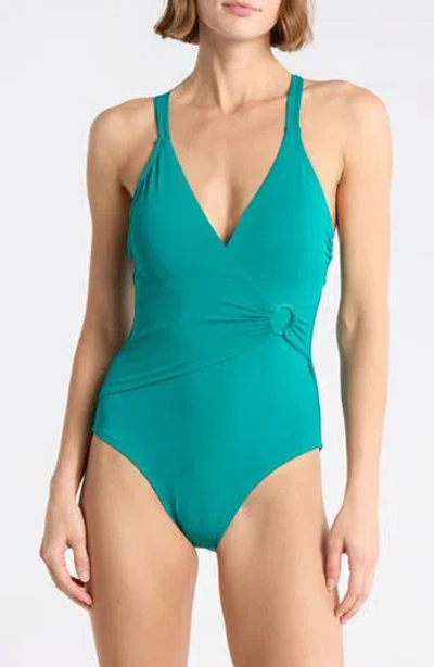 Jantzen Gina Surplice One-piece Swimsuit In Blue