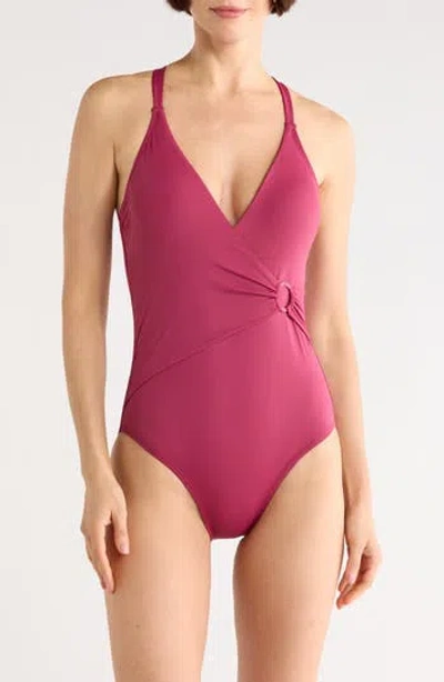 Jantzen Gina Surplice Underwire One-piece Swimsuit In Pink