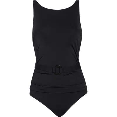 Jantzen Jackie Belted One-piece Swimsuit In Black