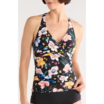 Jantzen Louise Wrap Underwire Tankini Top In Black