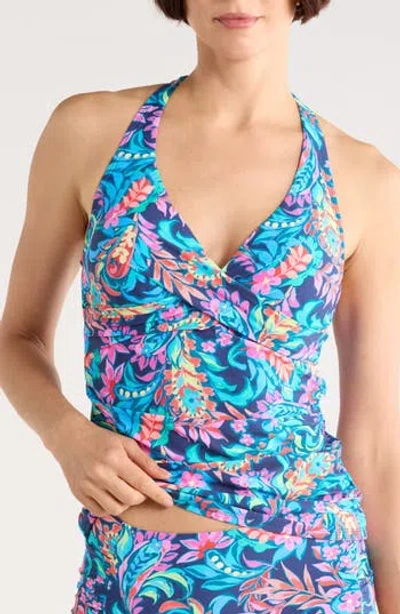 Jantzen Louise Wrap Underwire Tankini Top In Multi