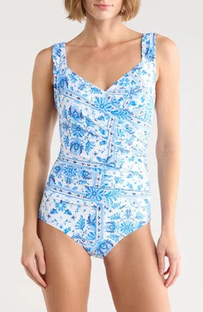 Jantzen Mio Surplice One-piece Swimsuit In Blue