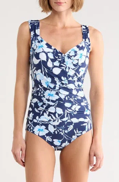 Jantzen Mio Surplice One-piece Swimsuit In Blue