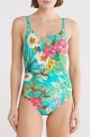 Jantzen Mio Tropical Print One-piece Swimsuit In Freshwater