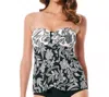 Jantzen Monotone Floral Flutter Tankini Top In Black And White In Multi