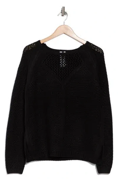 Jantzen Open Stitch Cover-up Sweater In Black