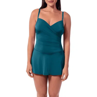 Jantzen Ruched One Piece Swimdress In Depths