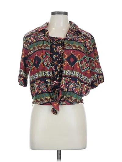 Pre-owned Jantzen Short Sleeve Blouse In Purple