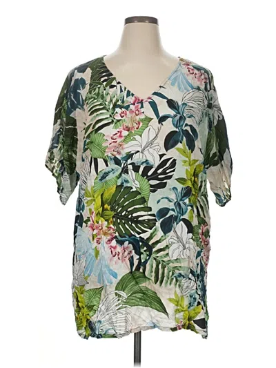 Pre-owned Jantzen Short Sleeve Blouse In White