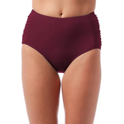 Jantzen Side Shirred Comfort Core Bottom In Mulberry In Animal Print