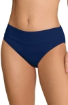 Jantzen Solid Agnes Banded Hipster Bikini Bottoms In Pantheon Blue